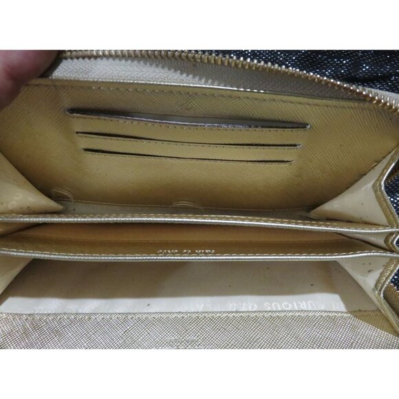 Kate Spade New York Joeley Gold Metallic Leather Zip Around Long Wallet - Picture 9 of 13